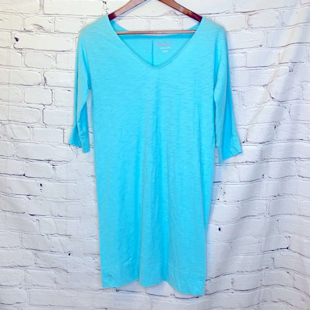 Lilly Pulitzer Blue 3/4 Sleeve T-Shirt Dress Size X-Small